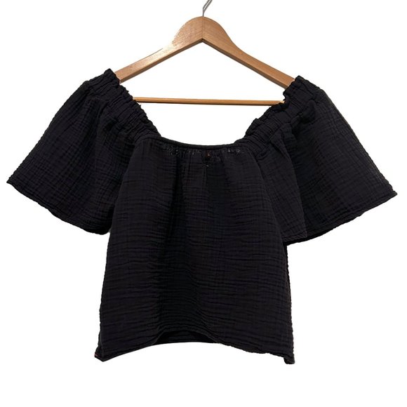 XiRENA Lou Cotton Muslin Blouse, Black, Small - Picture 3 of 4